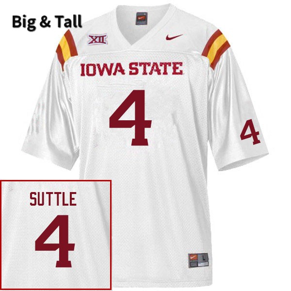 Iowa State Cyclones Men's #4 Corey Suttle Nike NCAA Authentic White Big & Tall College Stitched Football Jersey WQ42X25SH
